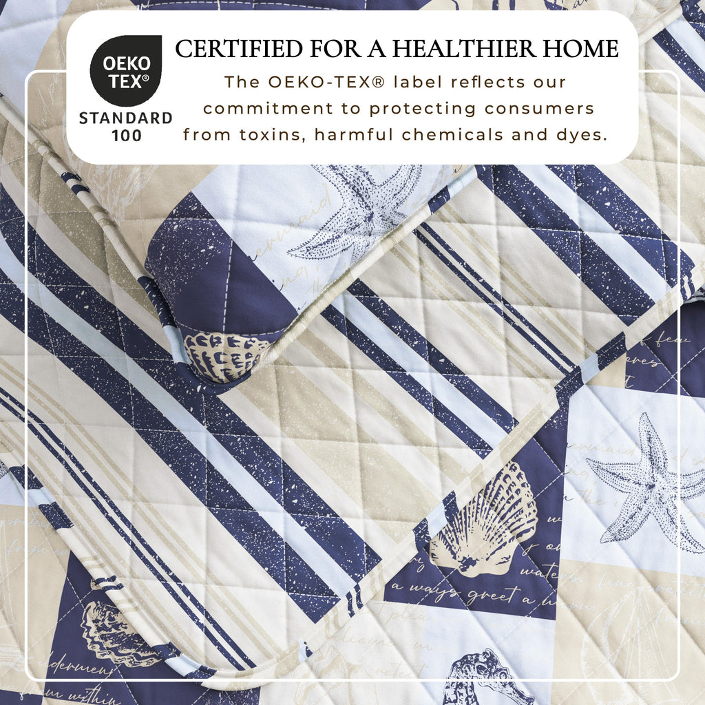 Caspian Collection Coastal Patchwork Quilt Set