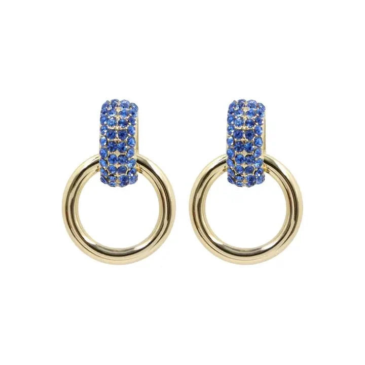 Brianna Cannon - Blue Crystal & Gold Knocker Earrings