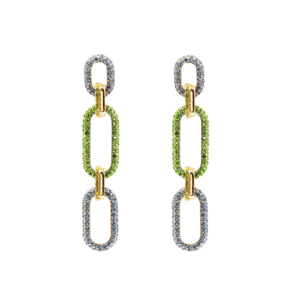 Brianna Cannon - Blue & Green Crystal Link Drop Earrings