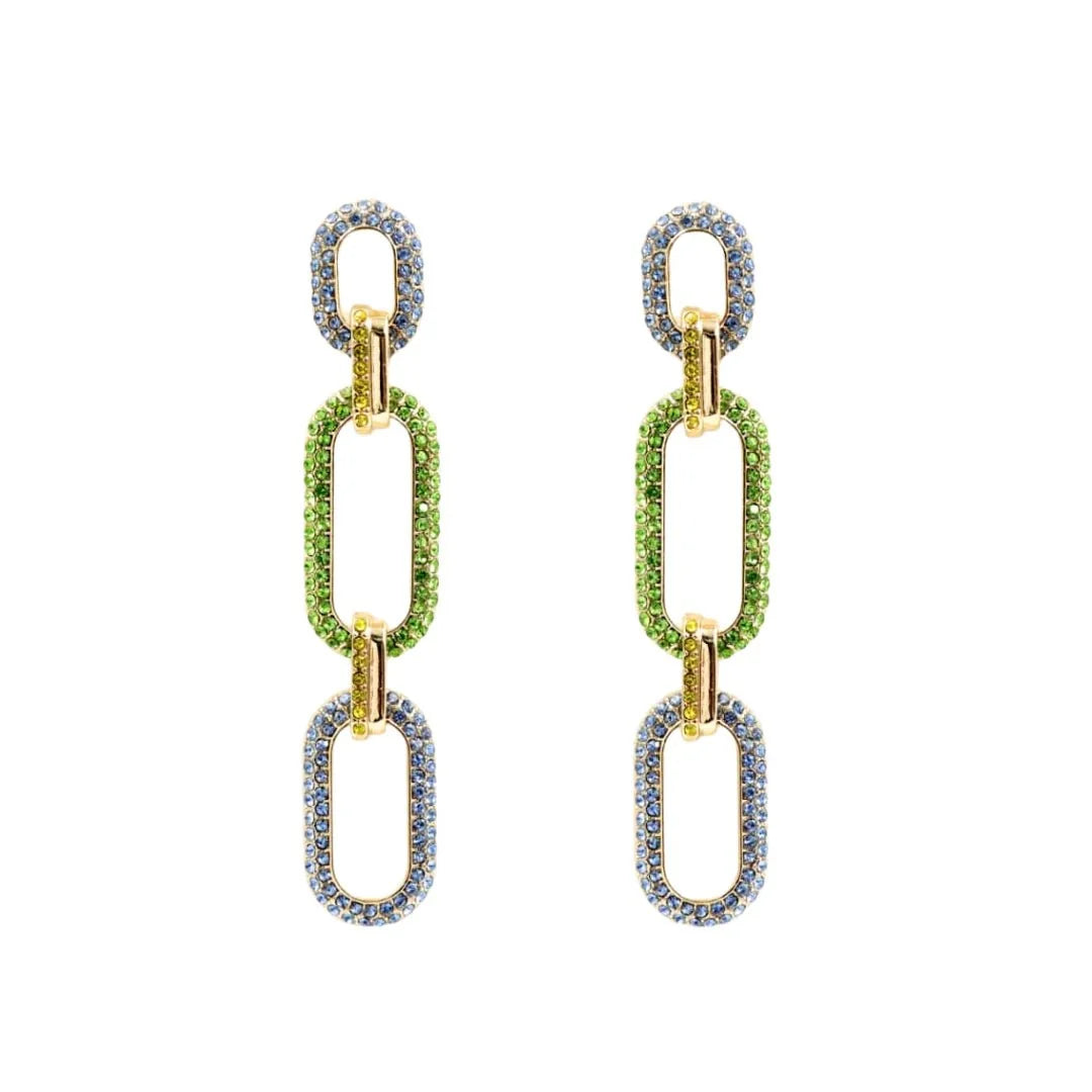 Brianna Cannon - Blue & Green Crystal Link Drop Earrings