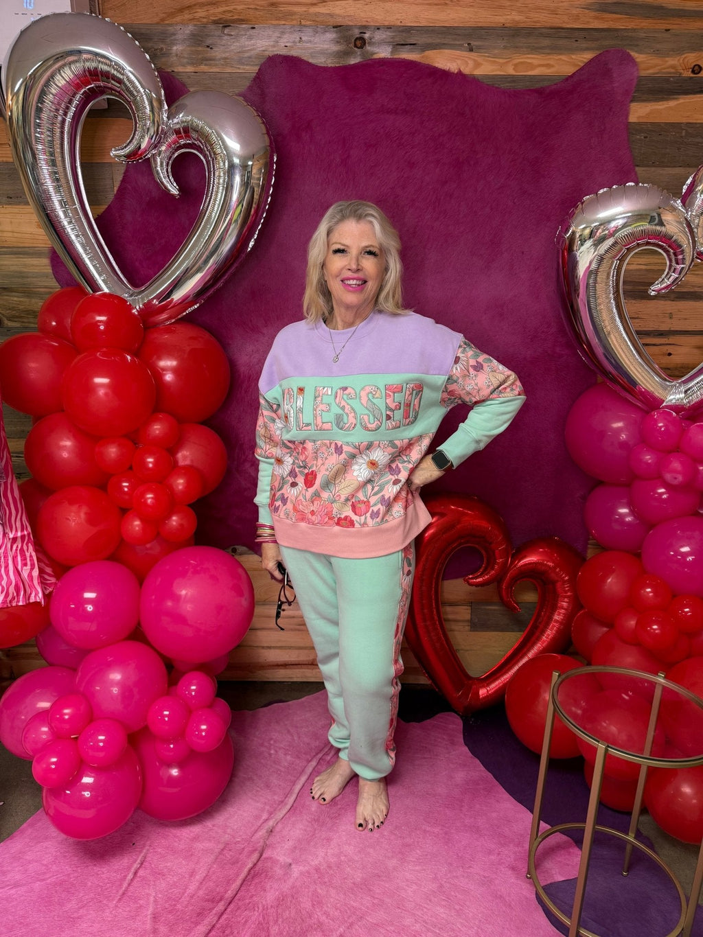 Brianna Cannon - Floral Stripe Fleece-Lined Sweatpants