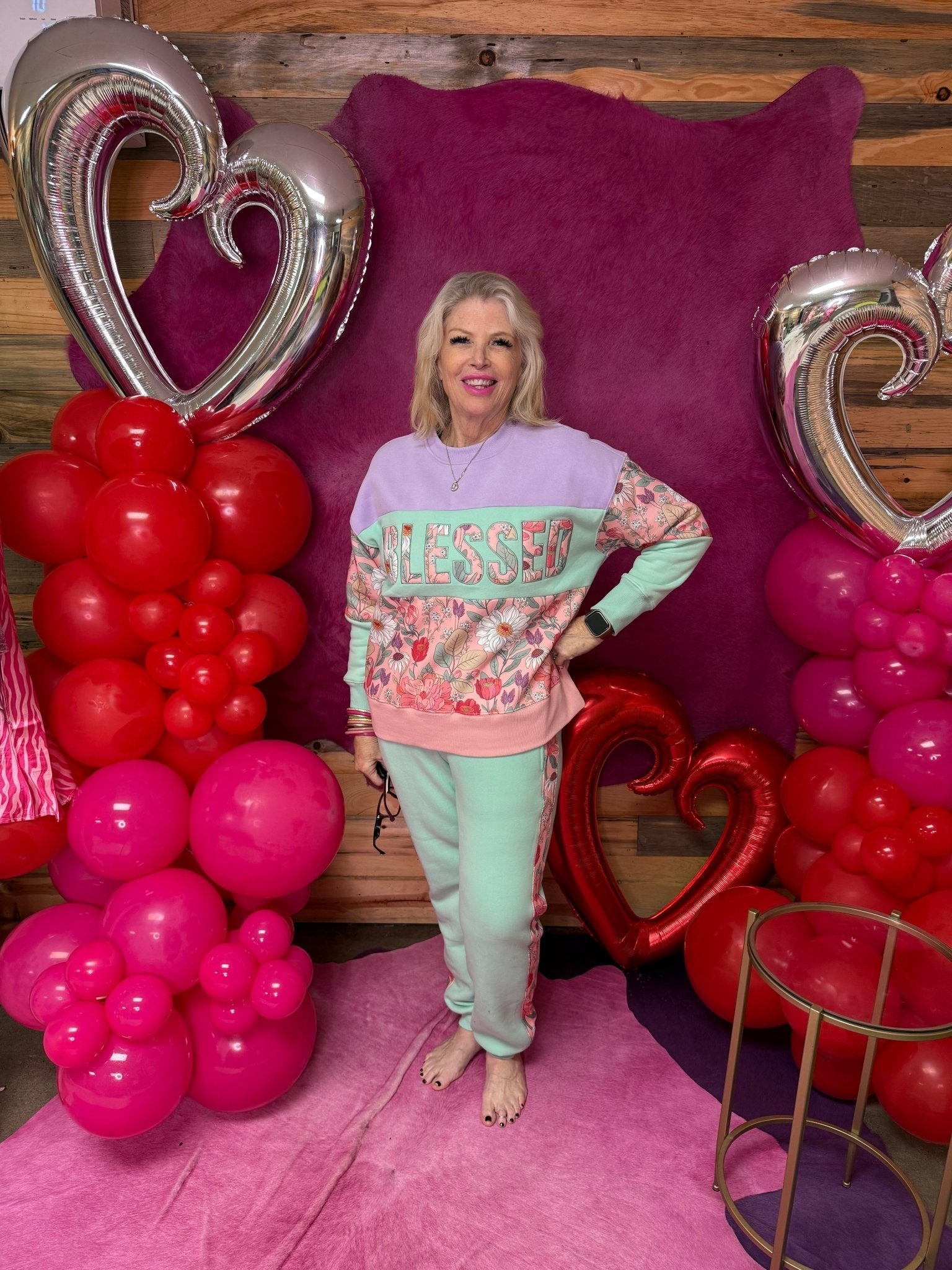 Brianna Cannon - Floral Stripe Fleece-Lined Sweatpants