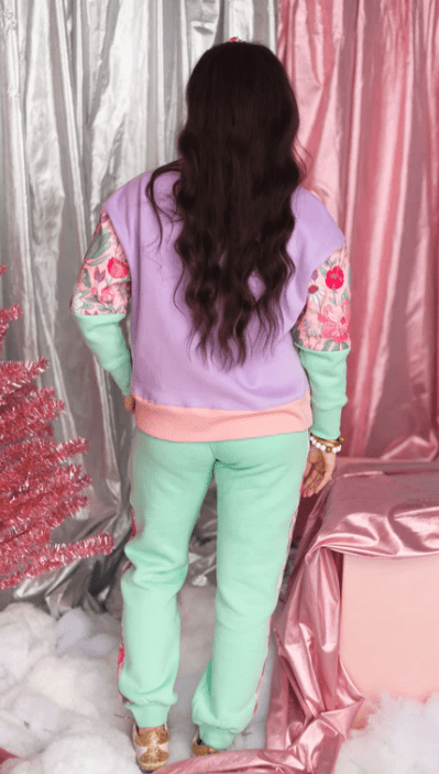 Brianna Cannon - Floral Stripe Fleece-Lined Sweatpants