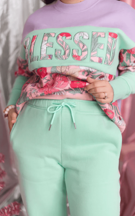 Brianna Cannon - Floral Stripe Fleece-Lined Sweatpants
