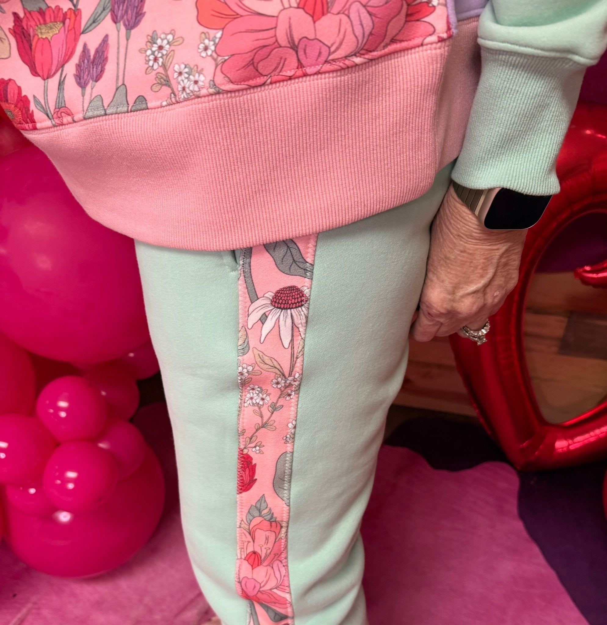 Brianna Cannon - Floral Stripe Fleece-Lined Sweatpants