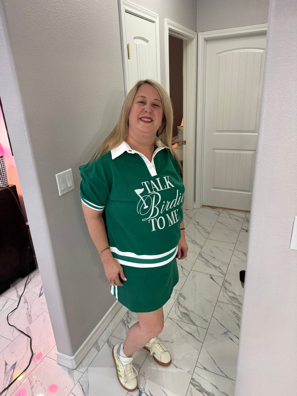 Brianna Cannon Green and White Stripe Skirt/Skort