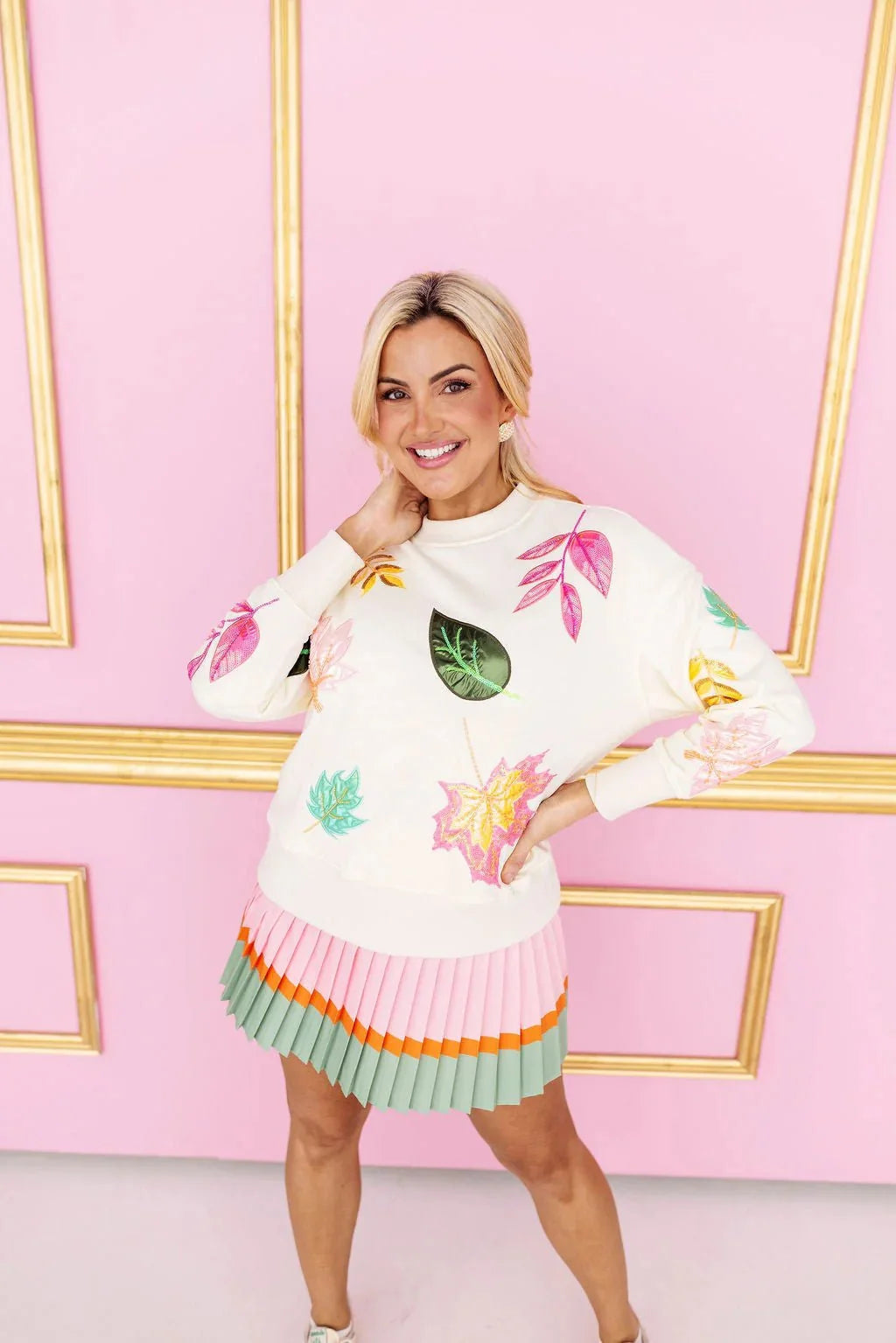Brianna Cannon •Pink and Green Pleated Skirt