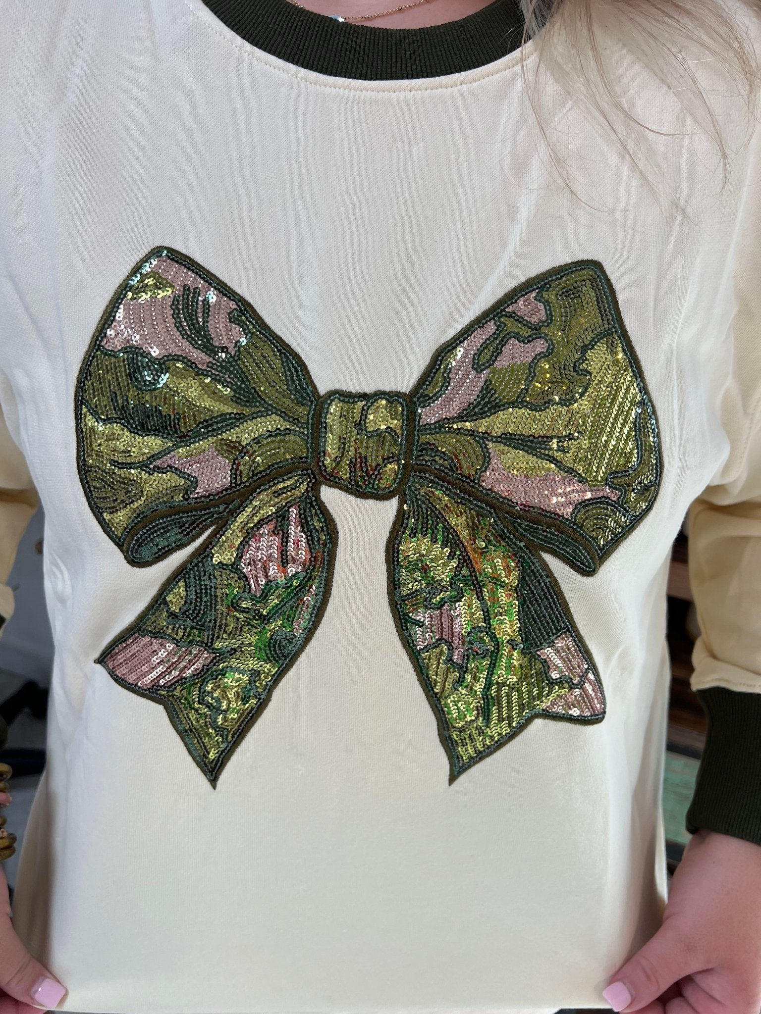 Brianna Cannon • Sequin Camo Bow Sweatshirt