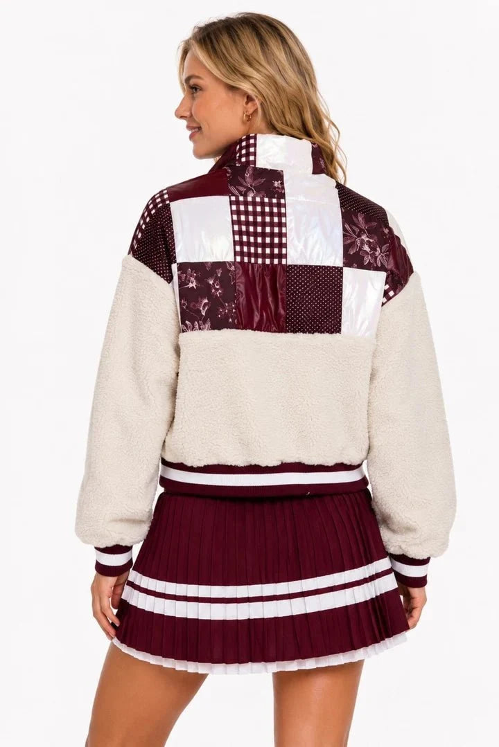 Brianna Cannon Texas A&M Patchwork Sherpa Jacket