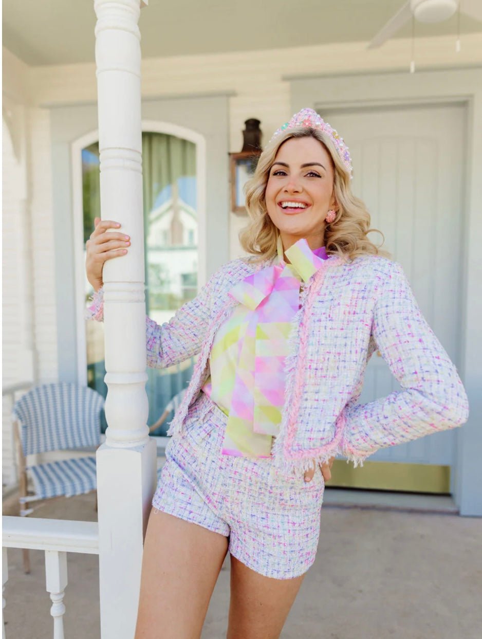 Brianna Cannon White Multi Tweed Shorts