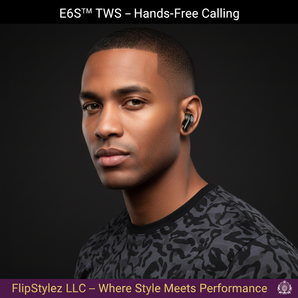E6S™ TWS Bluetooth 5.0 Wireless Earbuds – Noise Cancelling, IPX5 Waterproof, LED Display, Mic, Black, White & Pink | FlipStylez LLC®