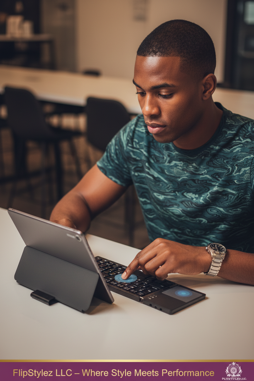 FlipStylez™ 3-Fold Wireless Bluetooth Keyboard with Touchpad – Compact, Rechargeable, Multi-Device, Windows, iOS, Android & Mac | FlipStylez LLC®