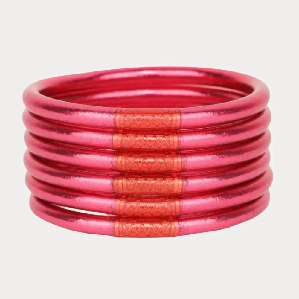 Budhagirl Pink All Weather Bangles® (Set of 6) - Serenity Prayer
