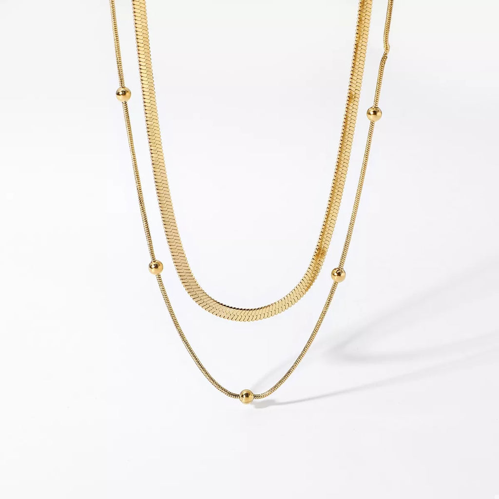 2 Piece 18K Gold-Plated Chain Necklace