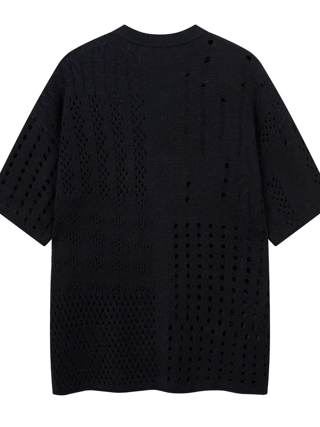 Men's Openwork Button Detail Knit Henley T-Shirt