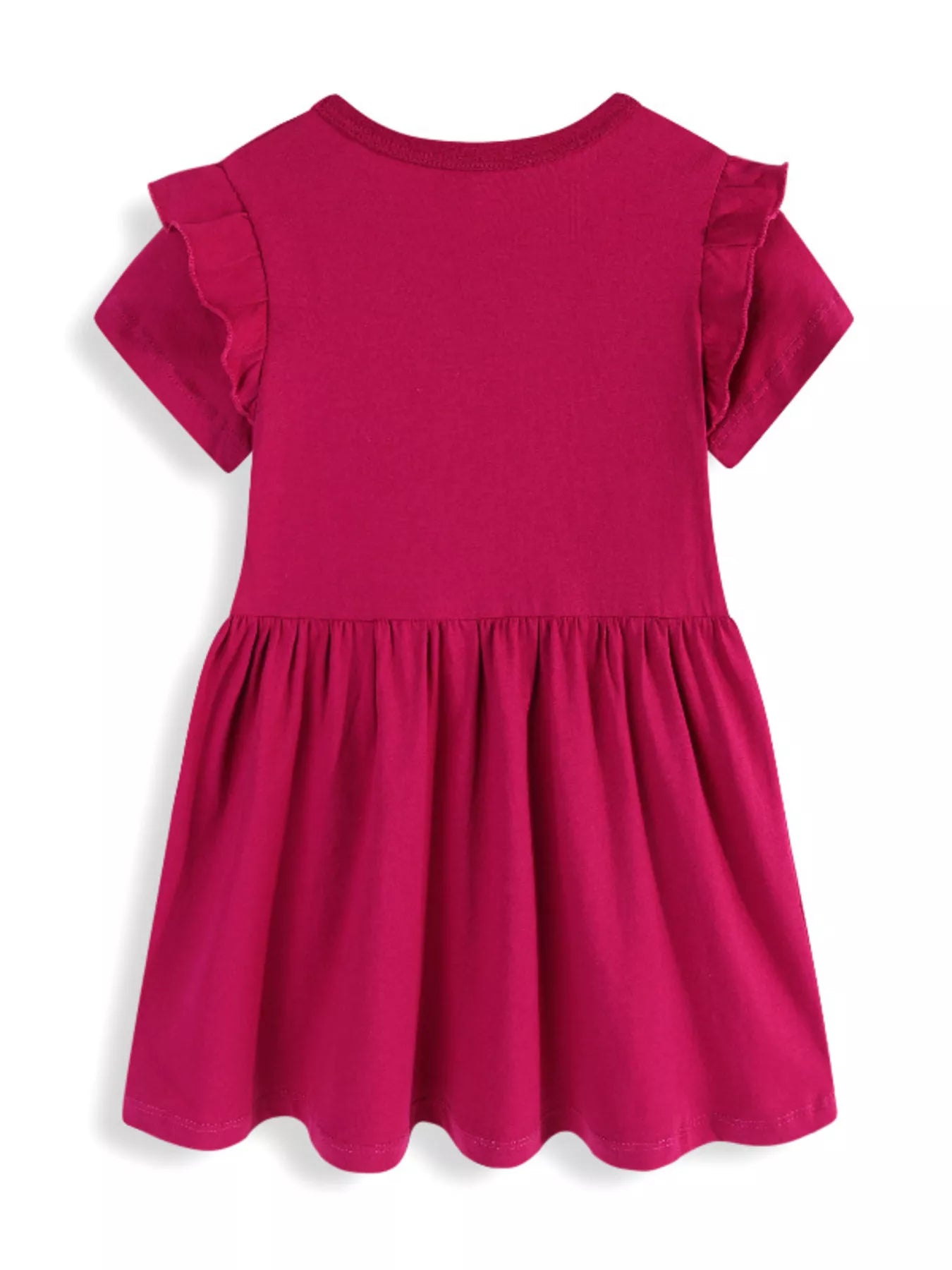 Children's Cherry Bowknot Applique Ruffle Sleeve Casual Dress