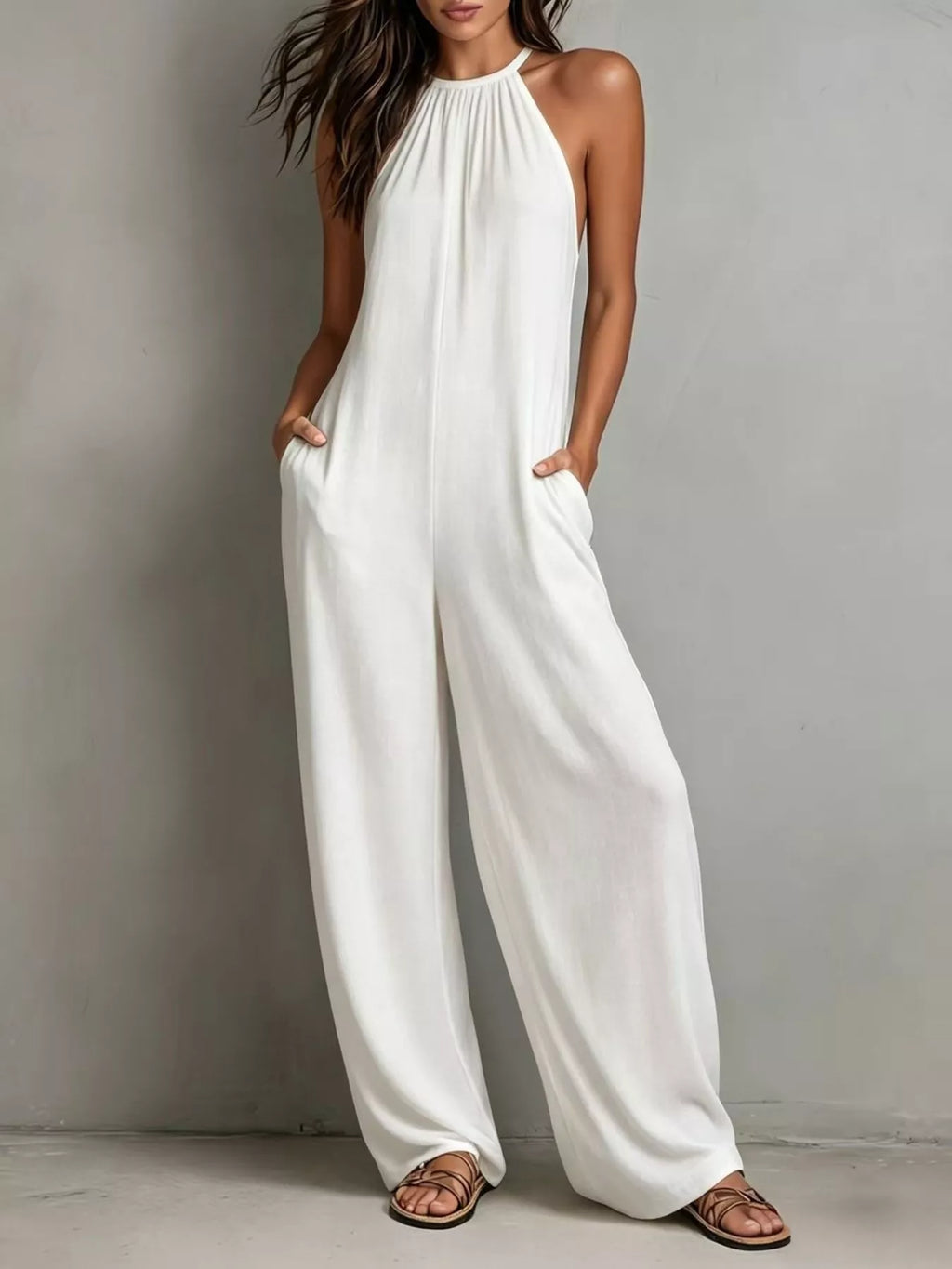 Sleeveless Wide Leg Jumpsuit