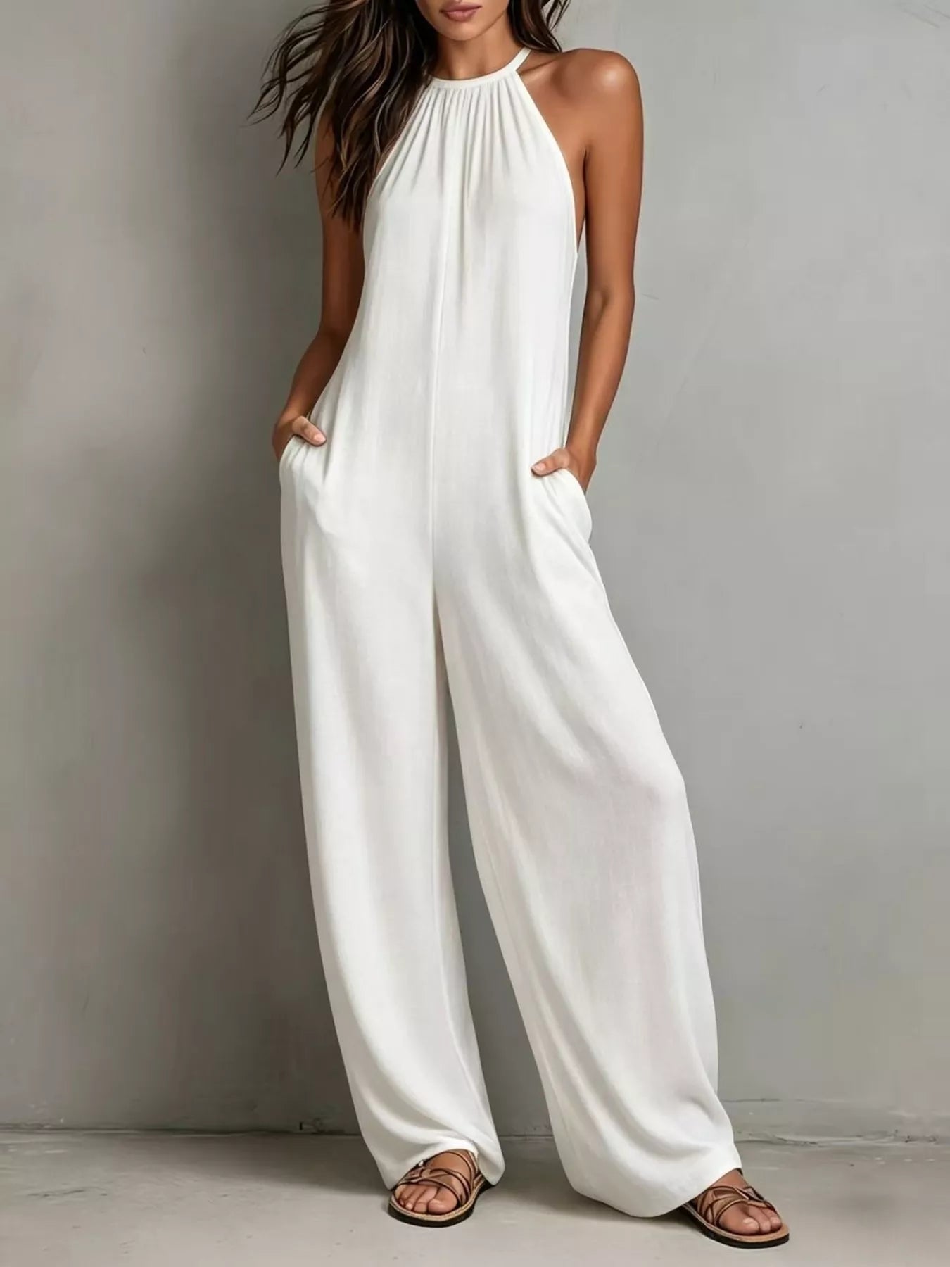Sleeveless Wide Leg Jumpsuit