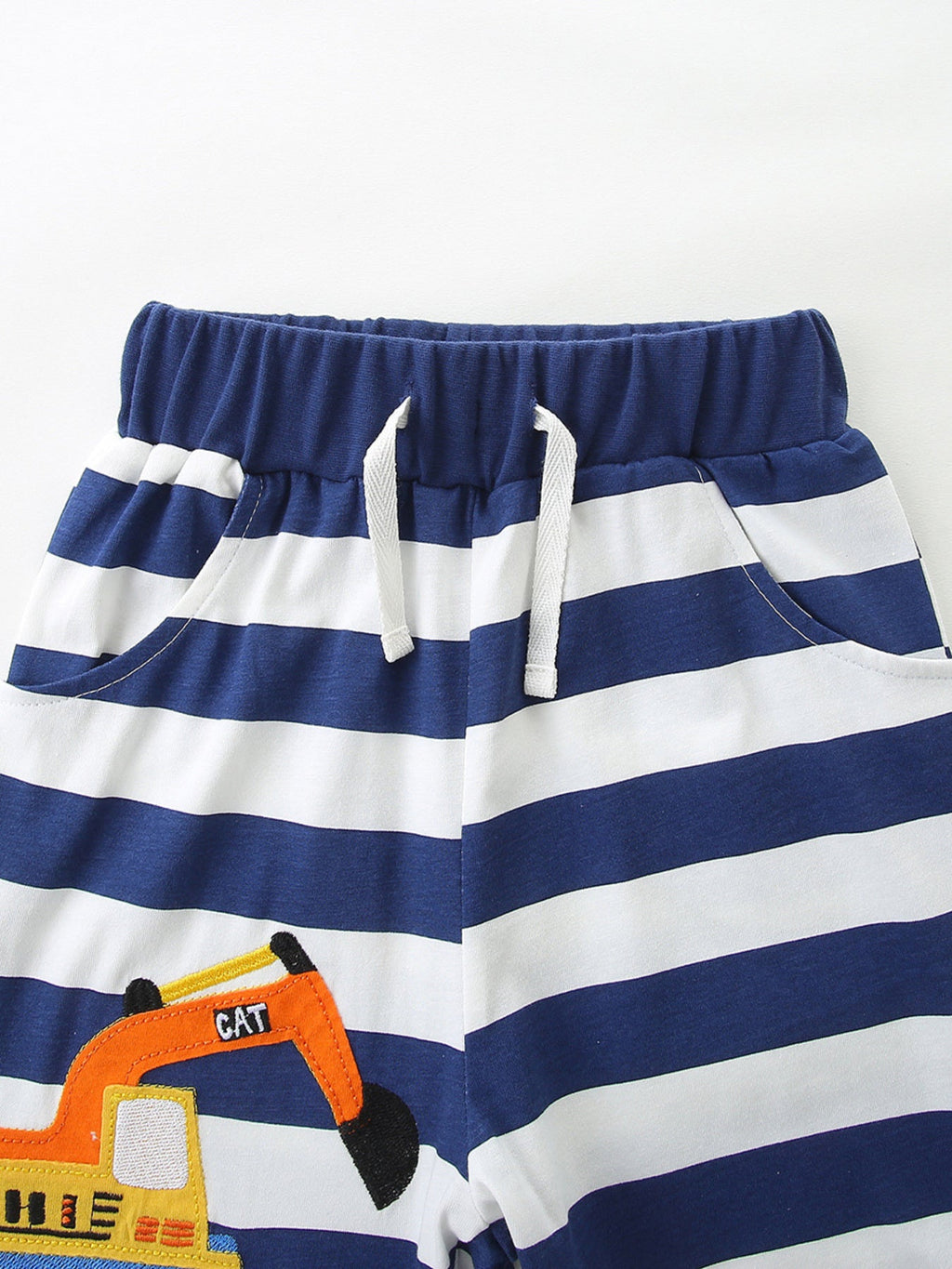 Children's Striped Excavator Print Tee and Shorts Set