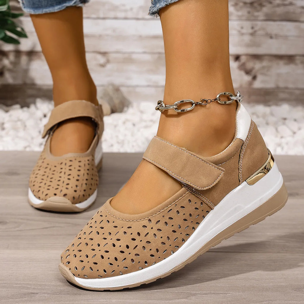 Breathable Cutout Wedge Loafers