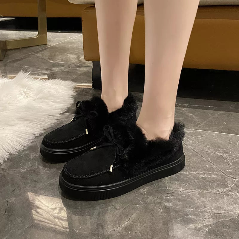 Fuzzy Round Toe Slip-Ons