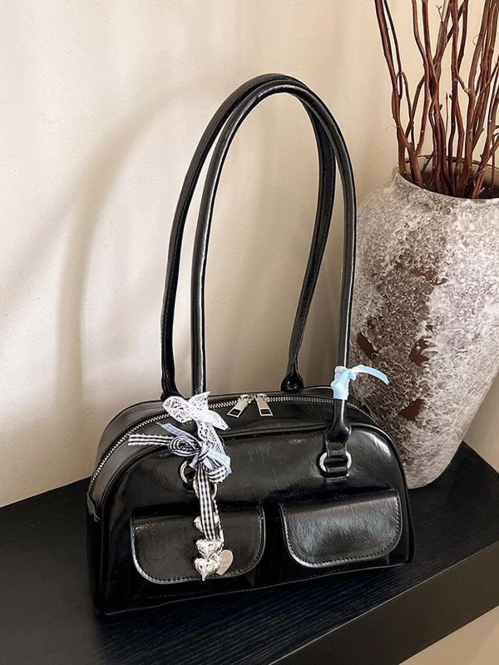 Faux Leather Shoulder Bag