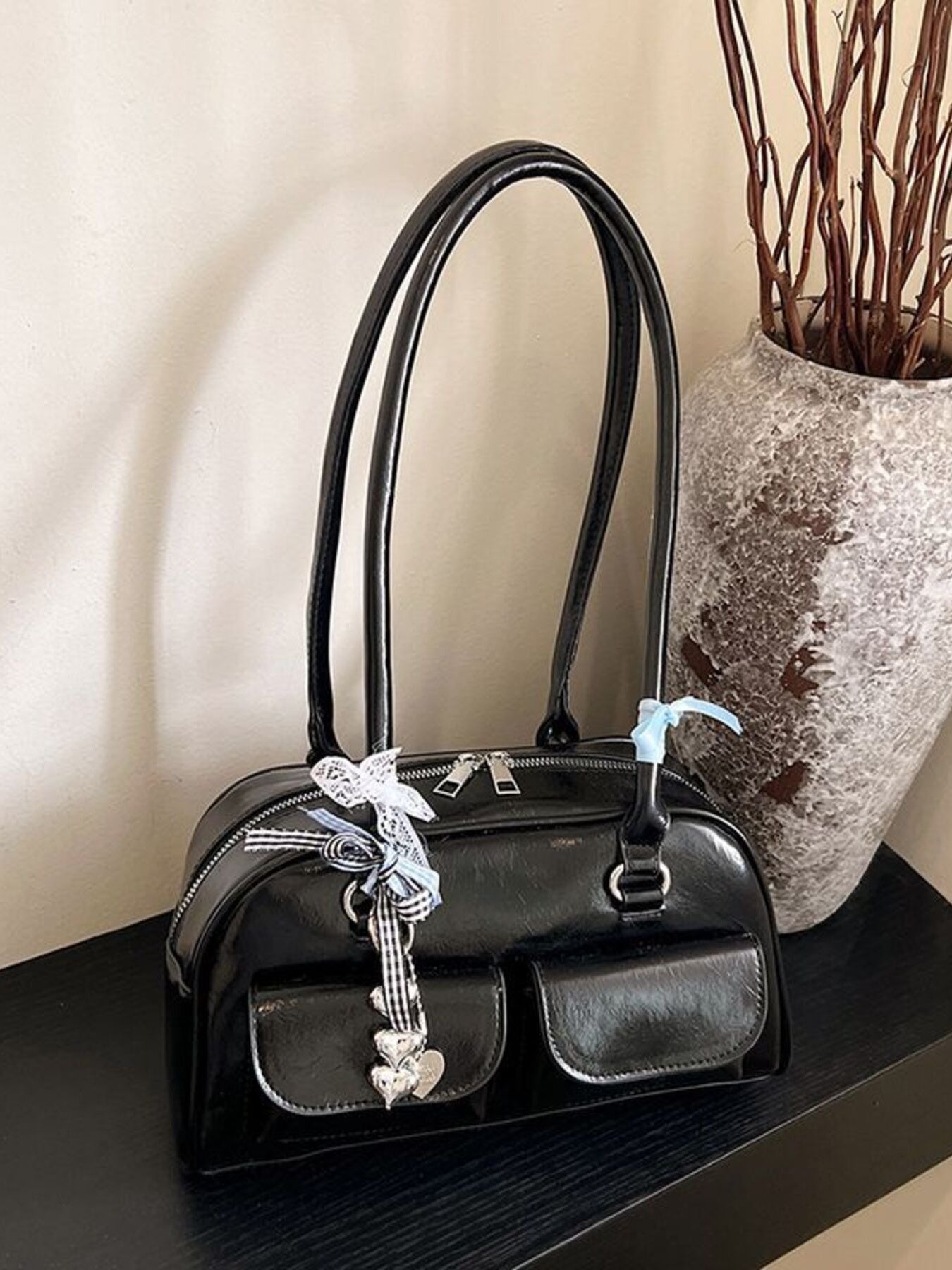Faux Leather Shoulder Bag