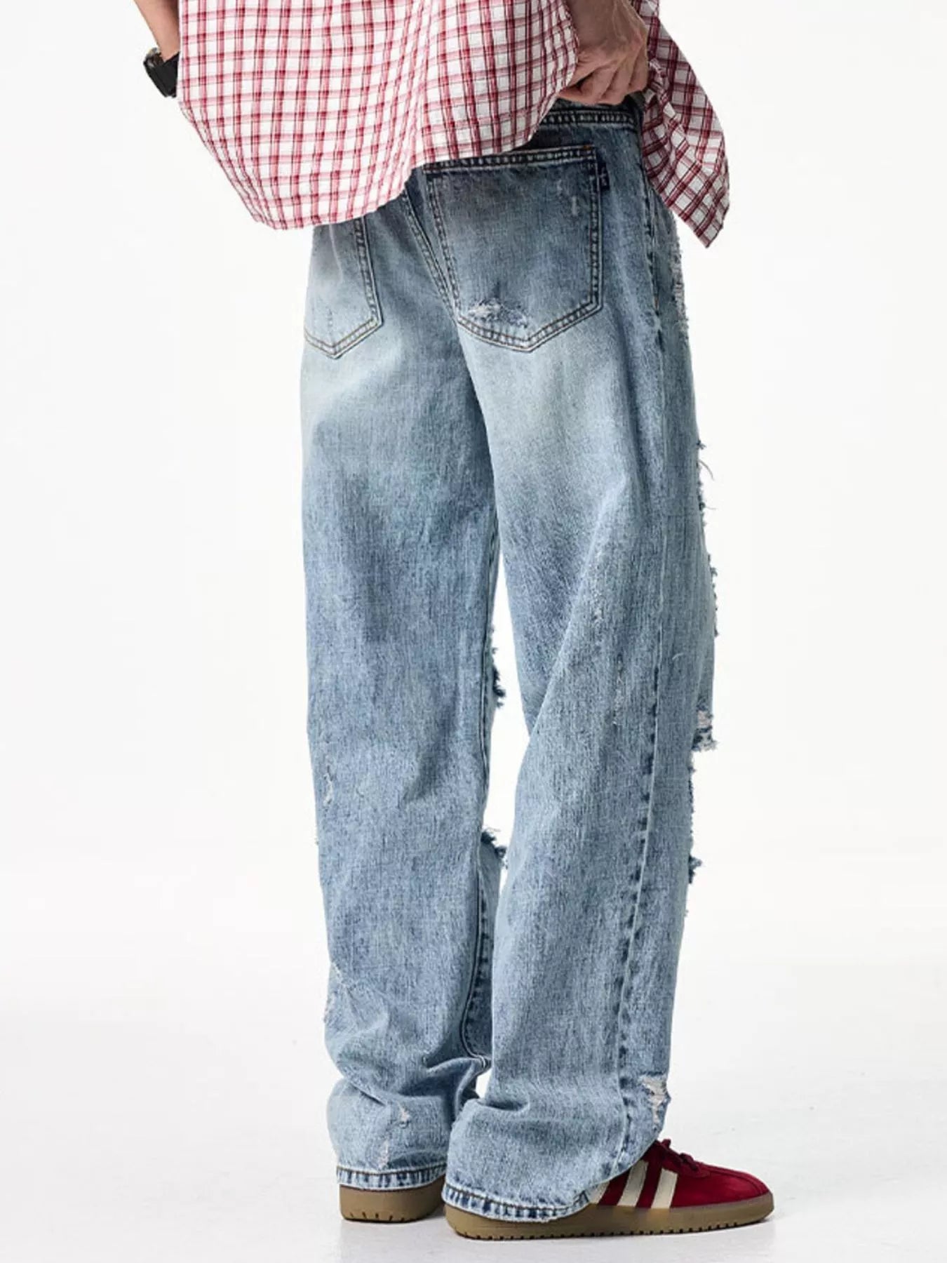 Men's Distressed Wide Leg Jeans