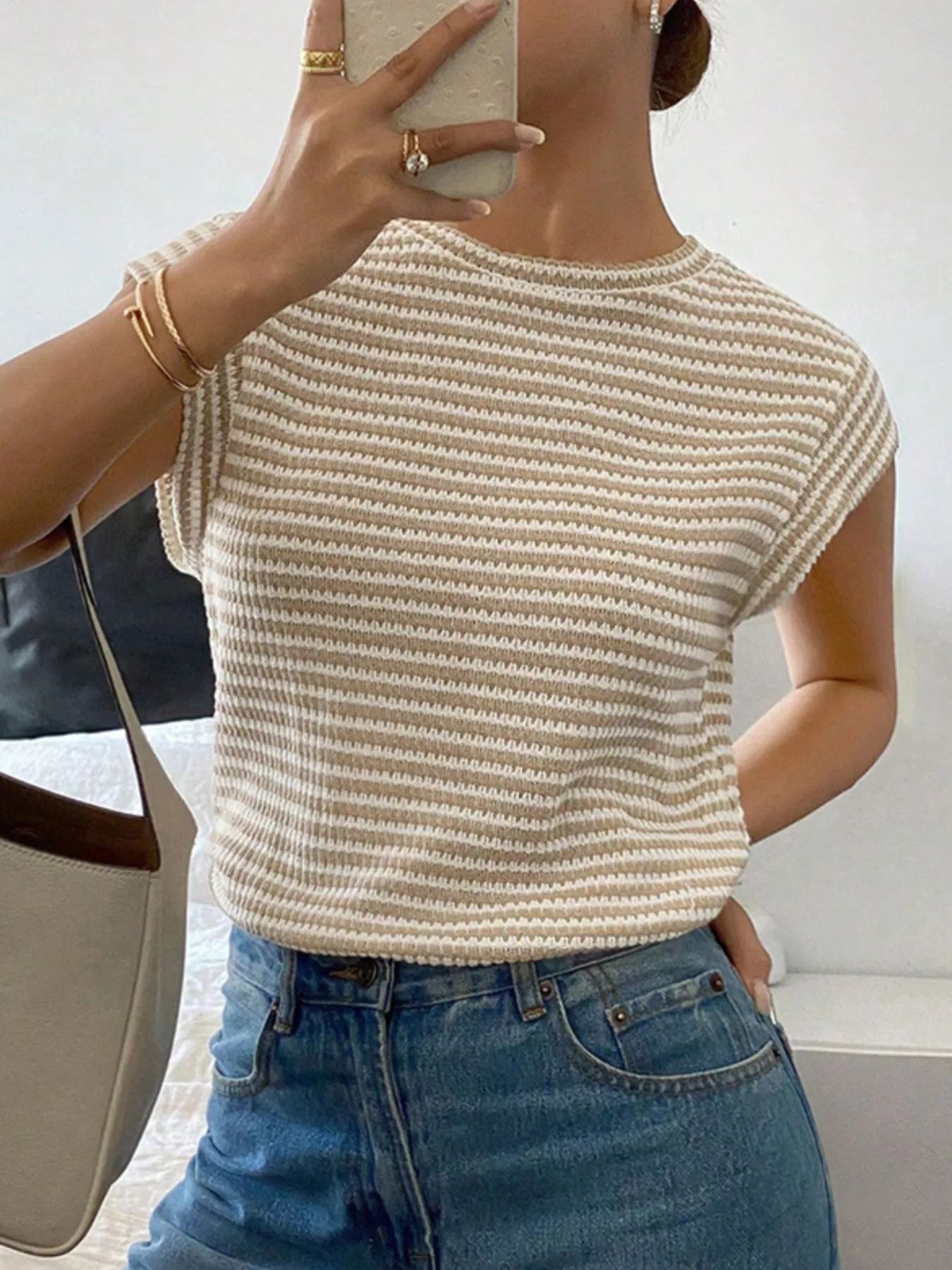 Full Size Striped Round Neck Short Sleeve T-Shirt Plus Size