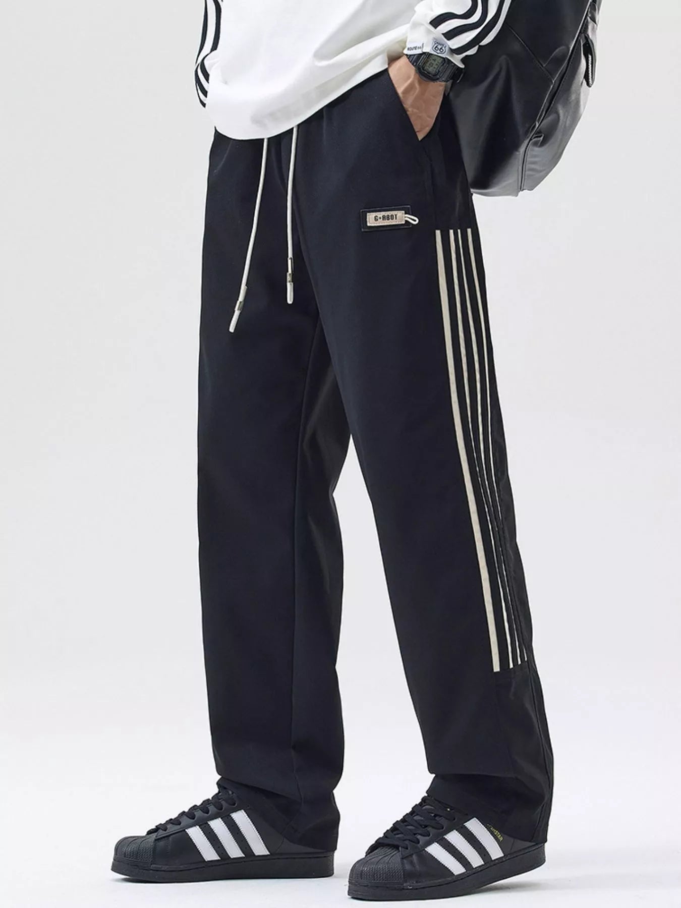 Men's Full Size Side Striped Wide Leg Casual Pants Plus Size