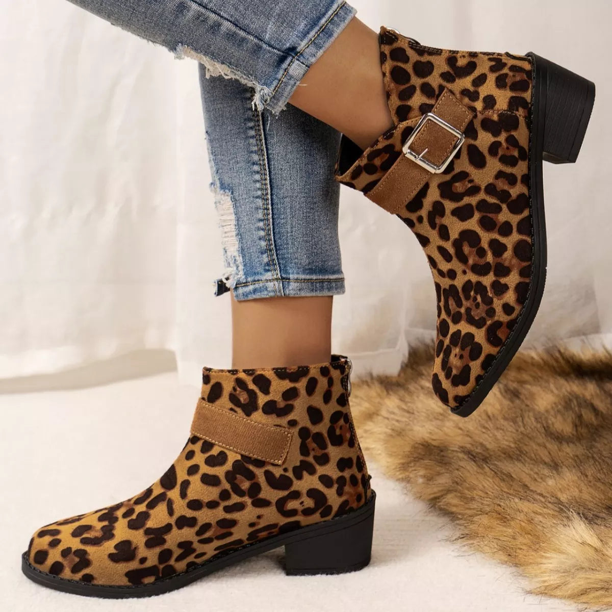 Point Toe Block Heels Boots
