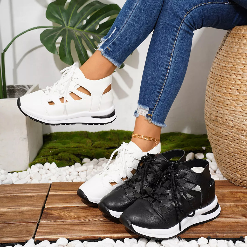 Round Toe Lace Up Sneakers