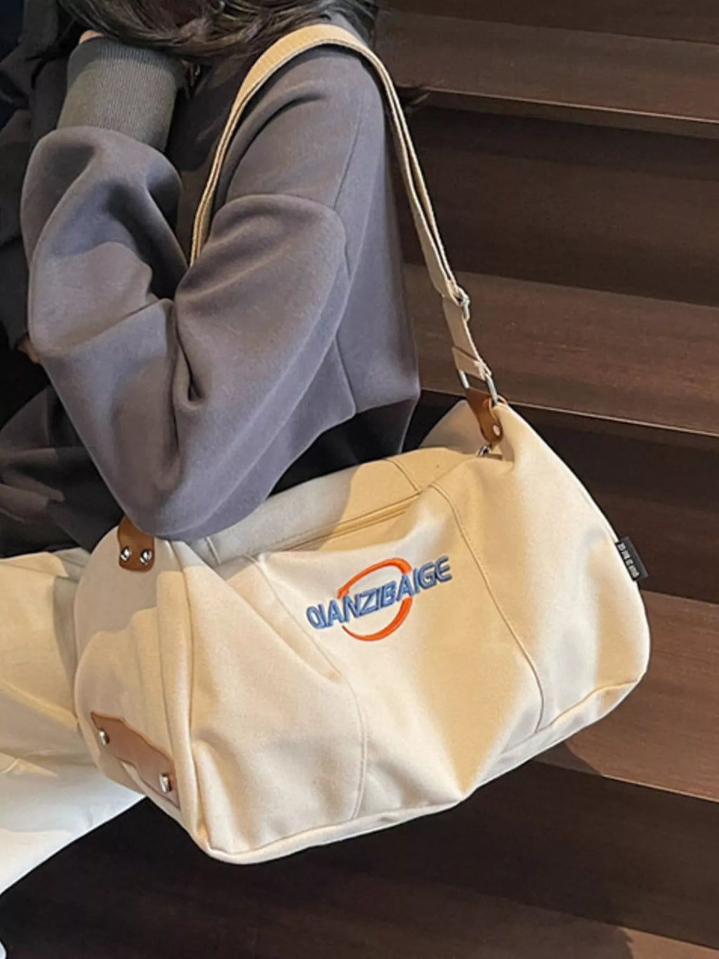 Canvas Duffel Bag with Adjustable Shoulder Strap