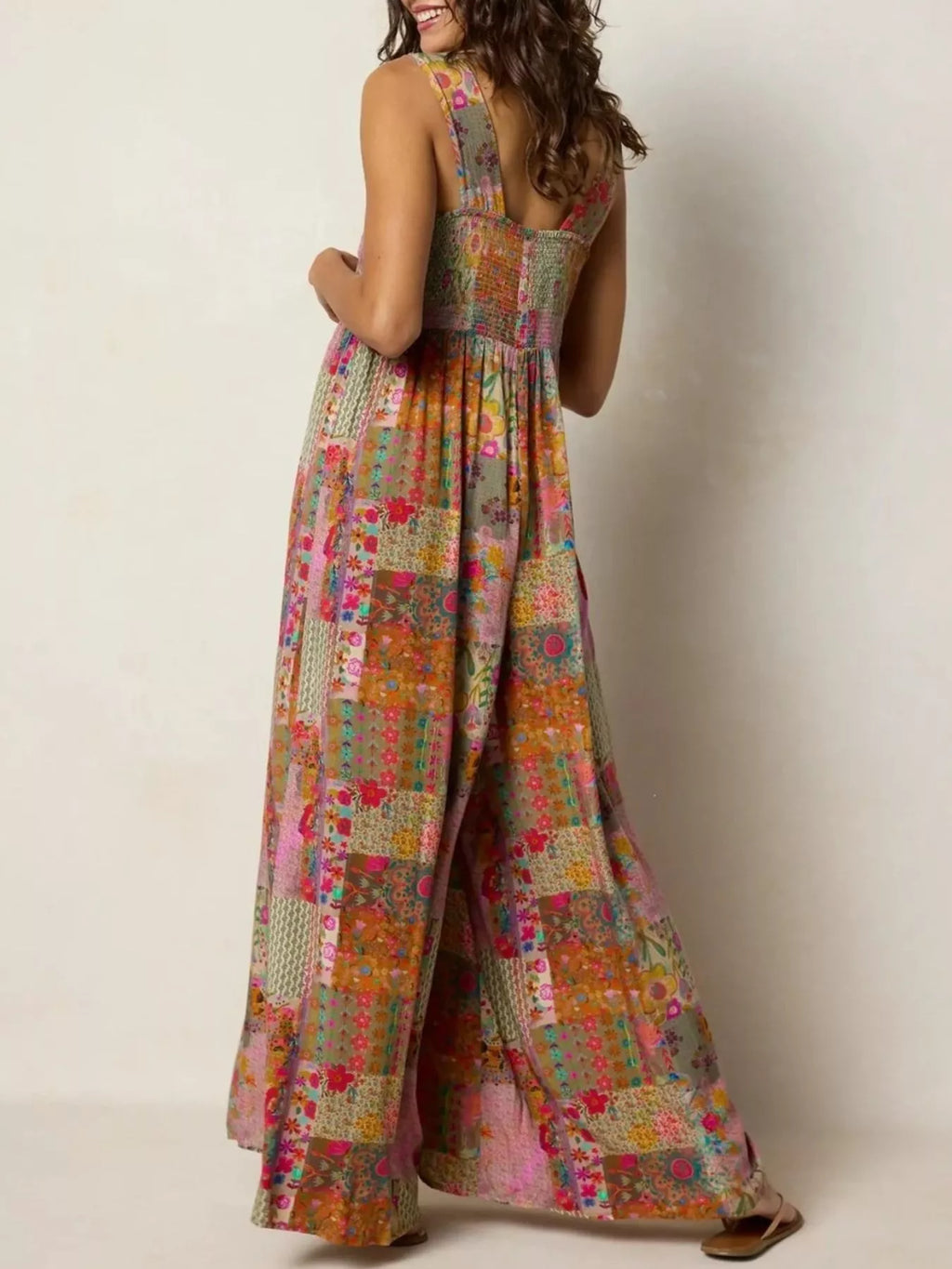 Plus Size Patchwork Wide-Leg Jumpsuit