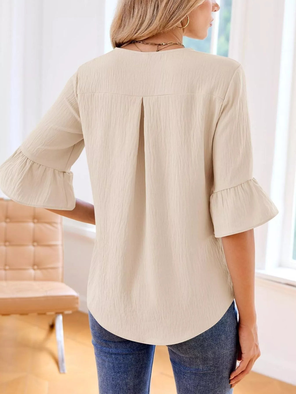 Ruffled Flounce Sleeve Blouse