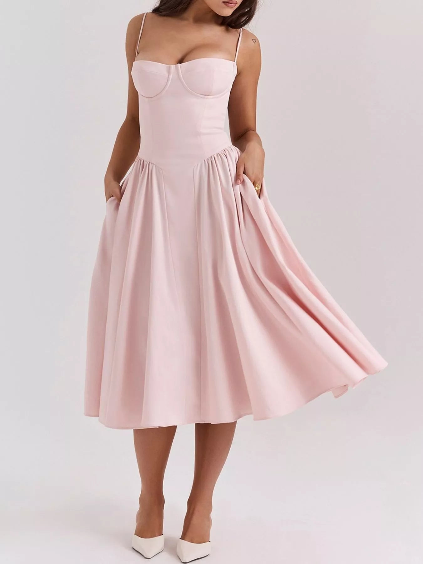 Sweetheart Neck Midi Cami Dress