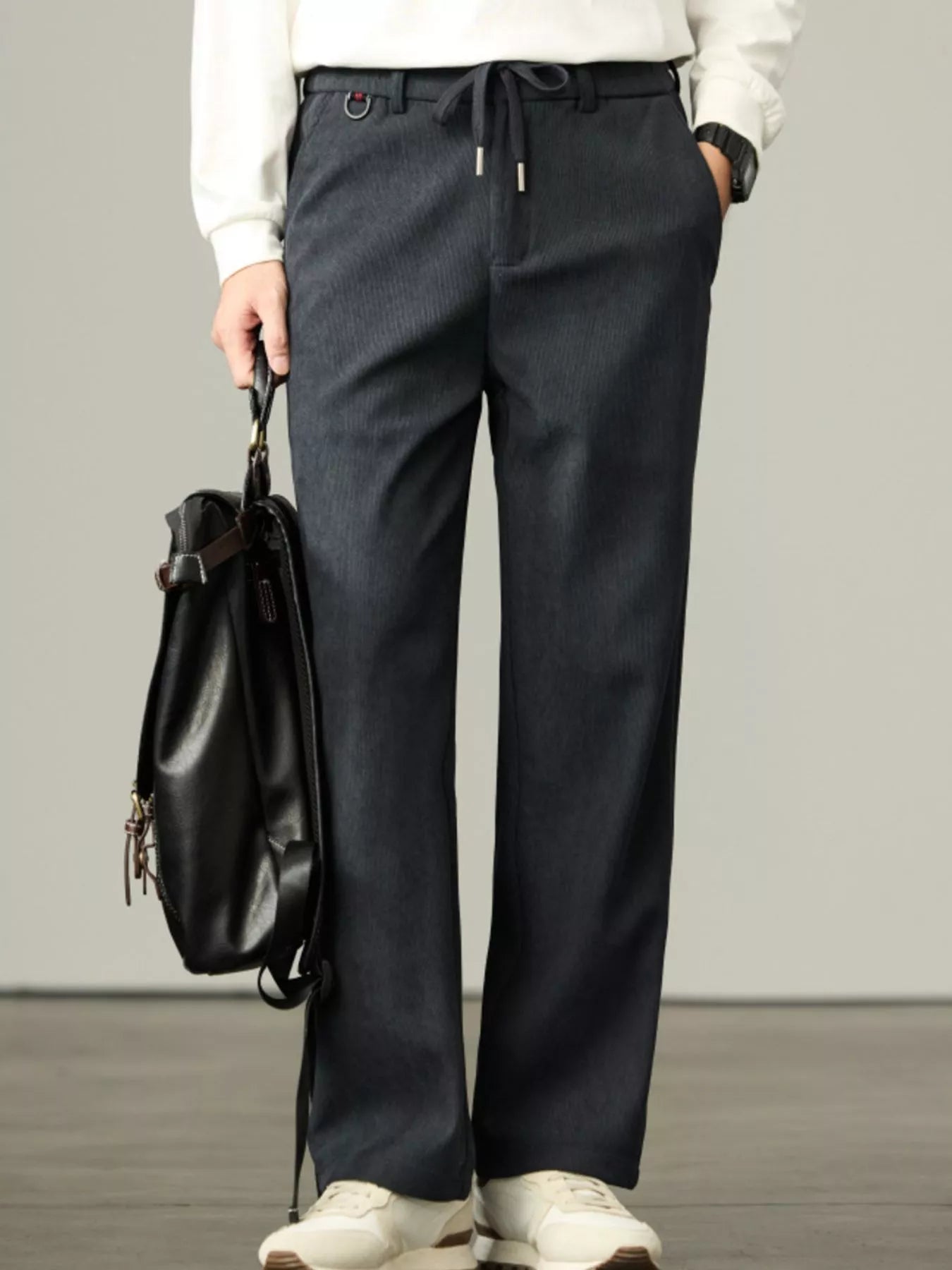 Men's Plus Size Straight-Leg Drawstring Pants