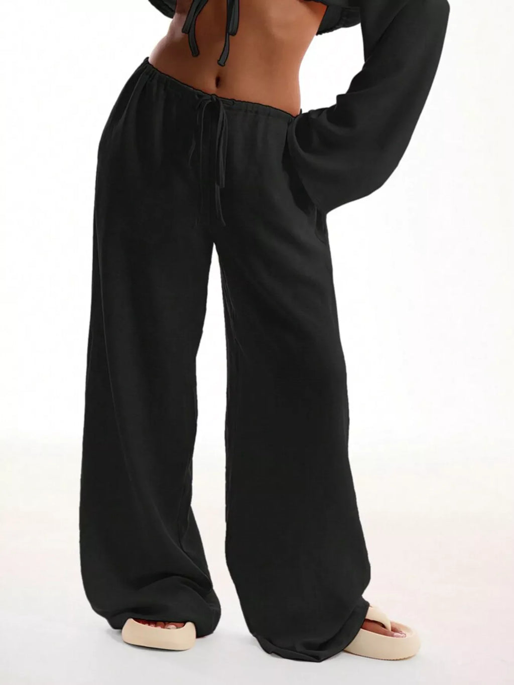 Drawstring Wide Leg Pants