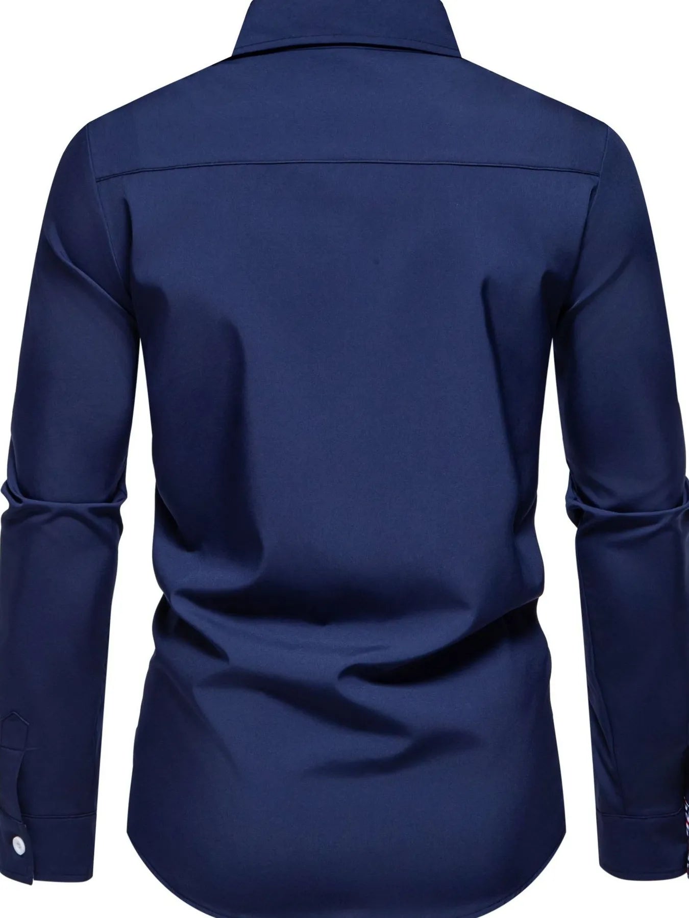 Men's Button-Down Shirt with Checkered Contrast Trim