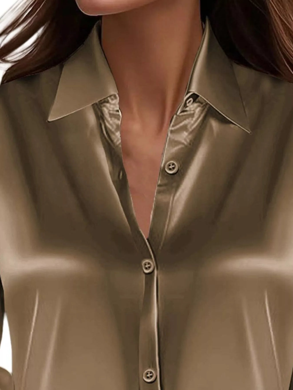 Full Size Button Down Collared Neck Long Sleeve Shirt Plus Size