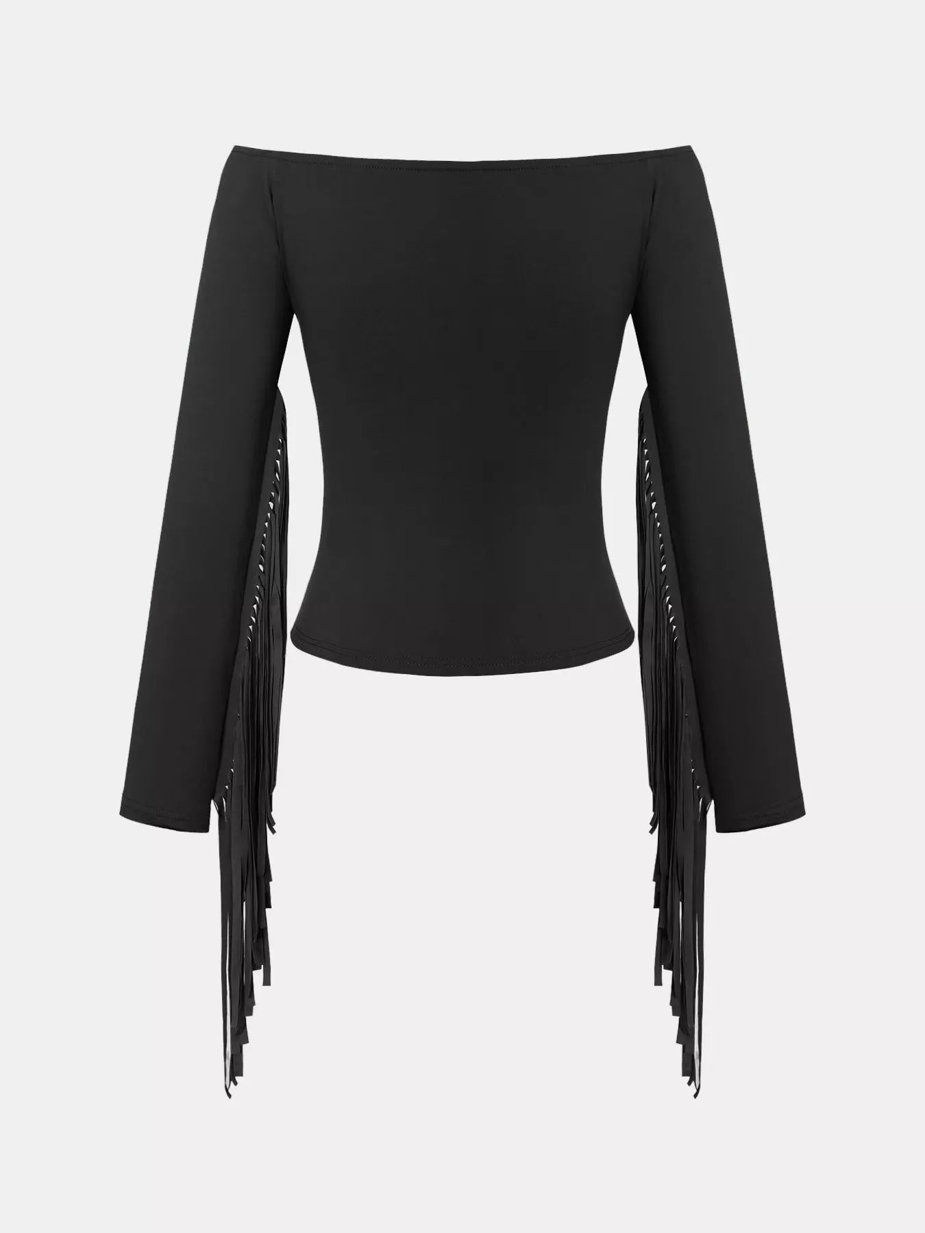 Off-Shoulder Fringe Sleeve T-Shirt