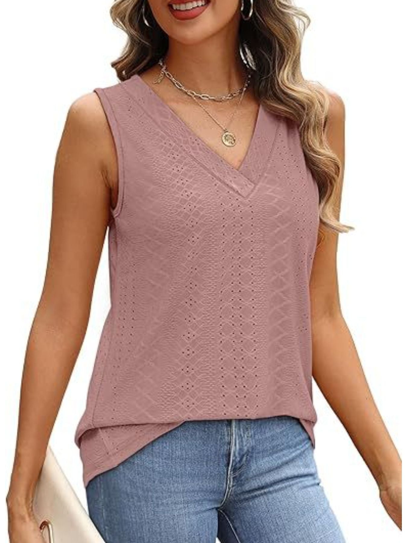 Eyelet V-Neck Tank