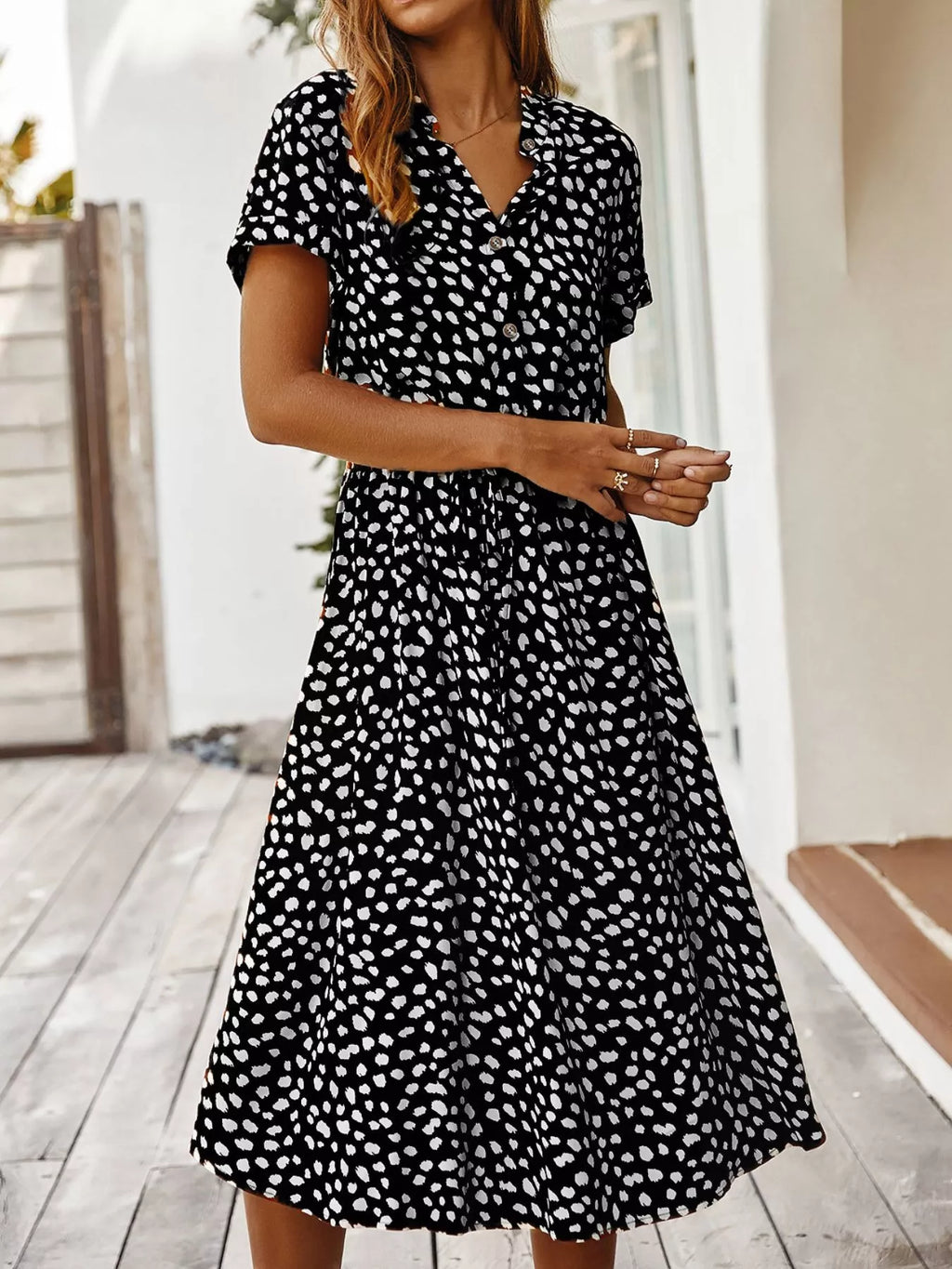 Animal Print Short Sleeve Dress
