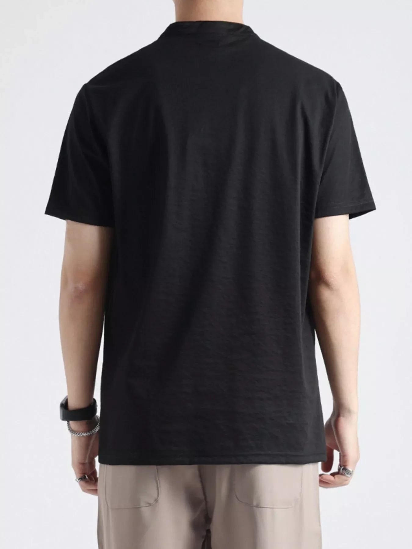 Men's Plus Size Button Detail Short Sleeve Top