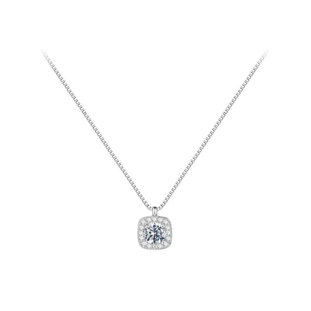 925 Sterling Silver Square Pendant Necklace