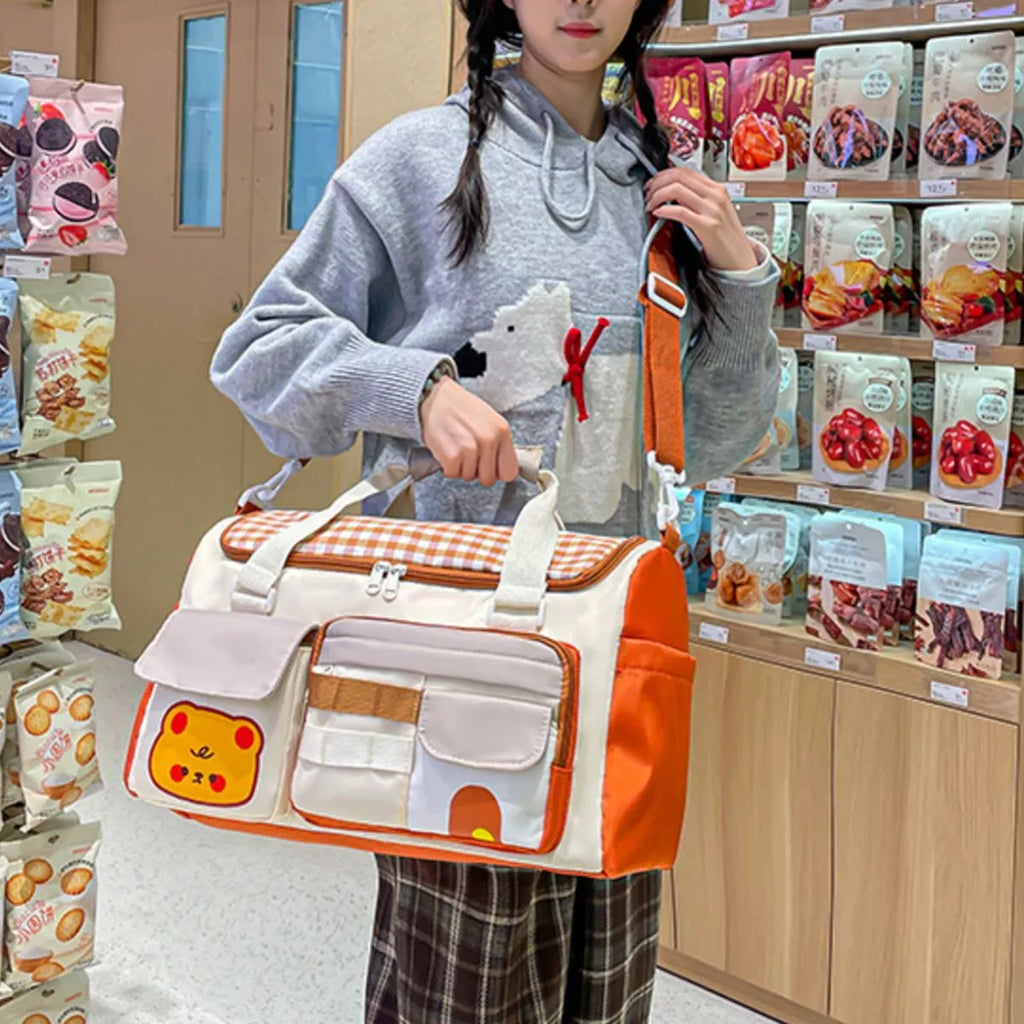 Cartoon Bear Pattern Travel Bag