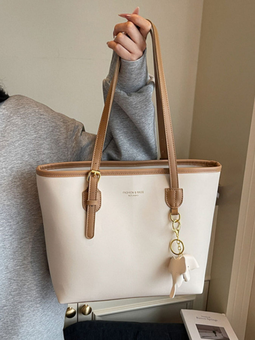 Contrast Leather Shoulder Bag