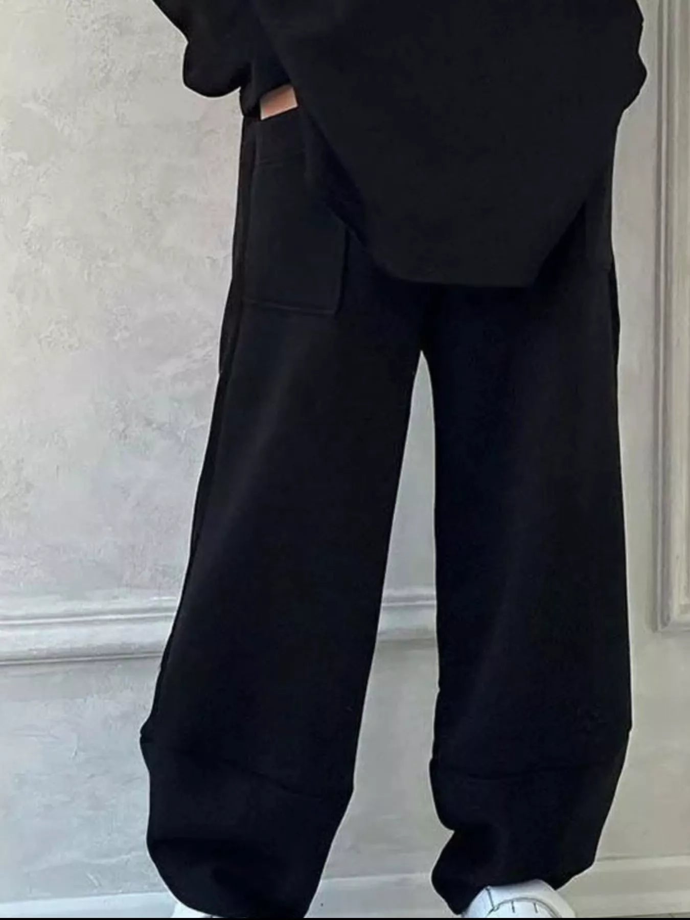 Full Size Oversized Round Neck Top and Pants Set Plus Size