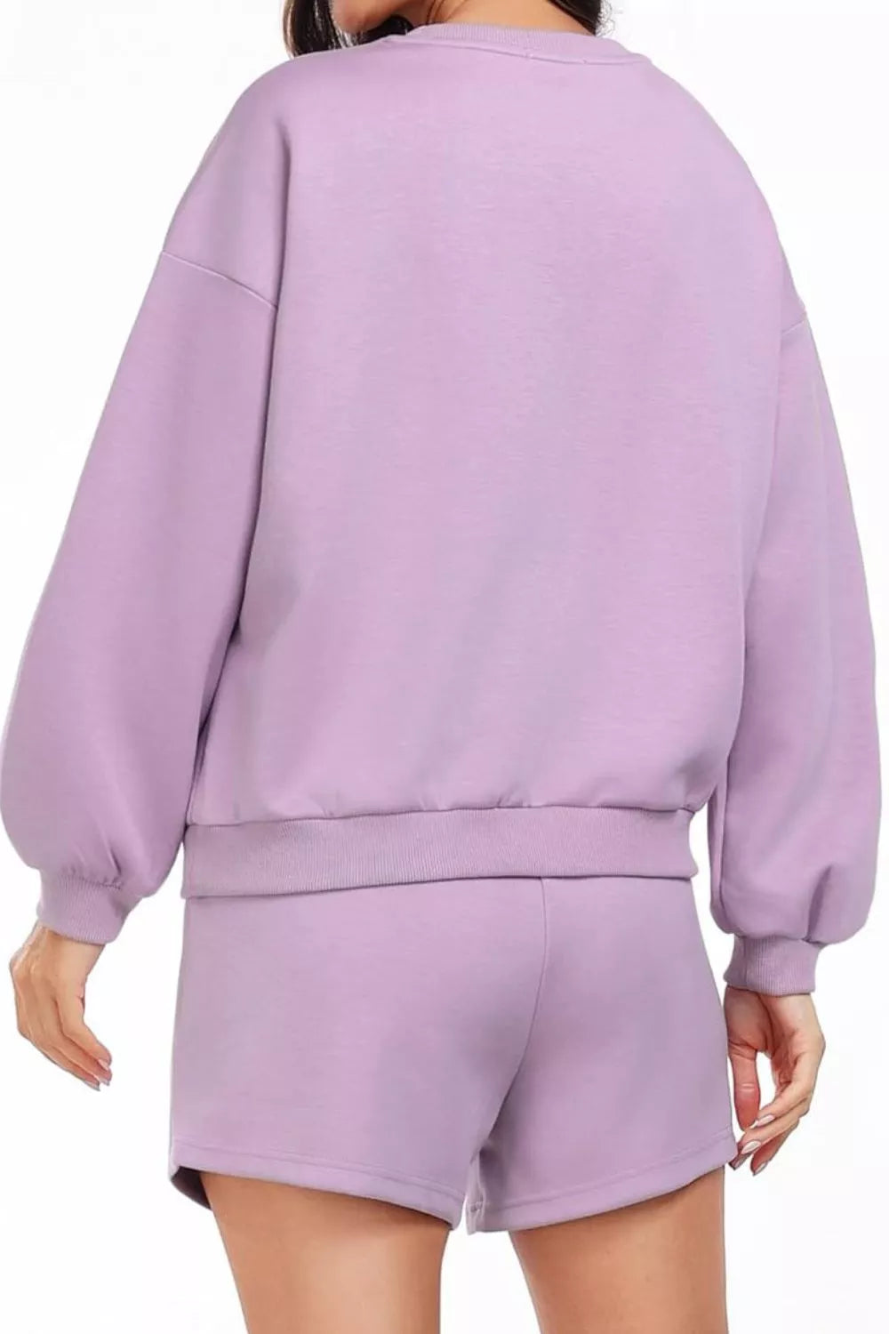 Round Neck Sweatshirt and Shorts Set