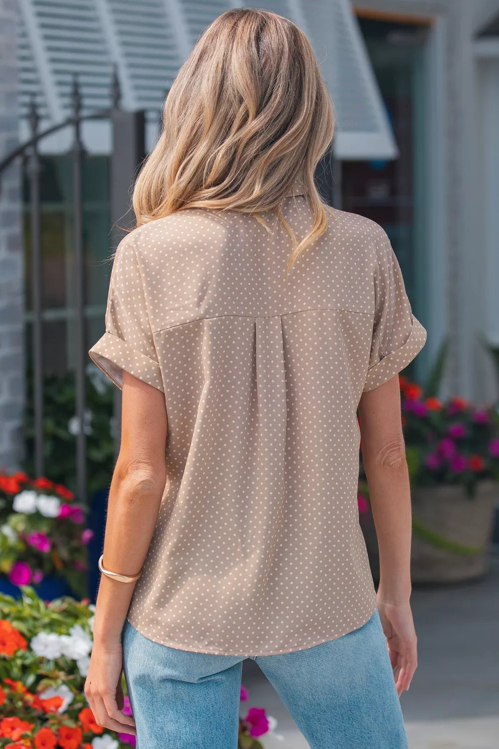 Polka Dot Print Short Sleeve Shirt